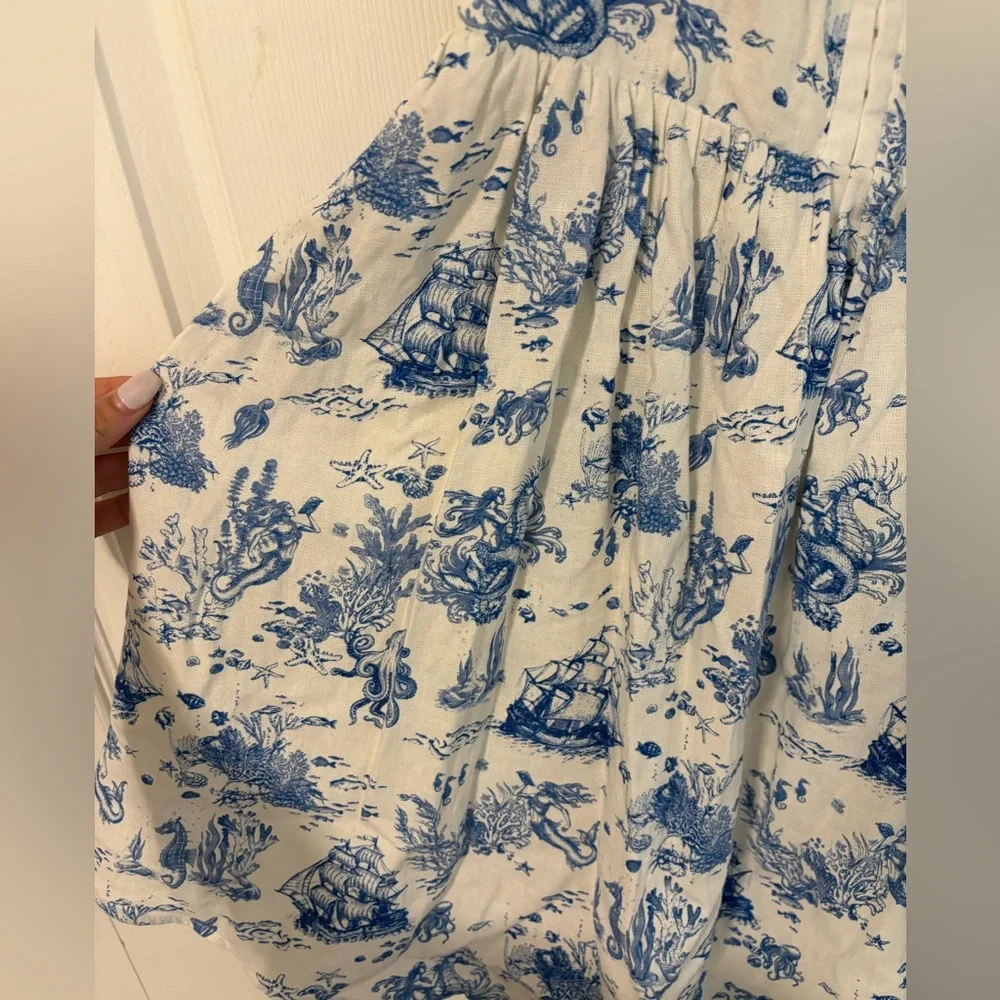 7 For All Mankind Marine Life Toile Dress NEVER WORN - Picture 8 of 14